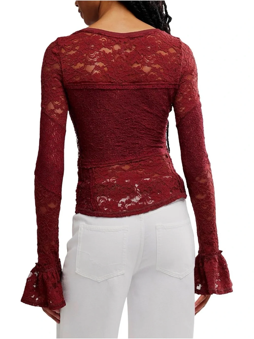 NWT- Free People ‘Lace Layering’ Long Sleeve Pop-Over Top